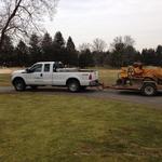 Grinding stumps on a golf course in West Chester, PA